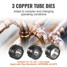 VEVOR Copper Press Tool Tube Fittings Crimping Kit, Pro Press Crimper with 1/2", 3/4", 1" Quick Change Jaws, 360° Rotatable Crimp Tool & Locking Pin, Extendable Handle, Meet ASTM B88 and B75 Standard