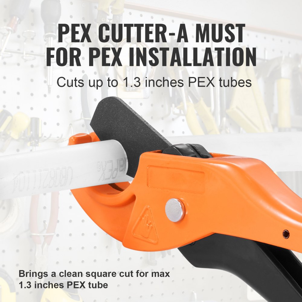 VEVOR PEX Pipe Crimping Tool Kit, Press Crimper for 3/8", 1/2", 3/4", 1" Crimp Rings, with 3 Jaw Dies, PEX Tubing Cutter, Go/No-Go Gauge, Copper Ring Removal Tool, Meets ASTM F1807 Standards