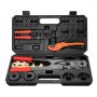 VEVOR PEX Pipe Crimping Tool Kit, Press Crimper for 3/8", 1/2", 3/4", 1" Crimp Rings, with 3 Jaw Dies, PEX Tubing Cutter, Go/No-Go Gauge, Copper Ring Removal Tool, Meets ASTM F1807 Standards