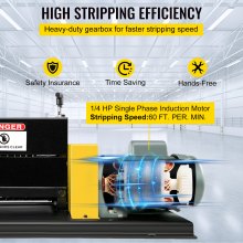 VEVOR Wire Stripping Machine 0.06" -1.5",Automatic or Hand-crank Wire Stripper Machine 11Holes & 10 Blades, Automatic Wire Stripping Tool Motor Rated Speed 1400Rpm,for Recycling Copper Wire