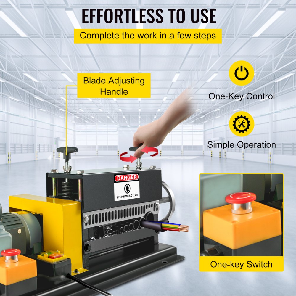 VEVOR 400W Electric Wire Stripping Machine, 1.5-38mm Portable Automatic Wire Stripper, Cable Benchtop Wire Stripping Machine with 10 Blades for Scrap Copper Recycling