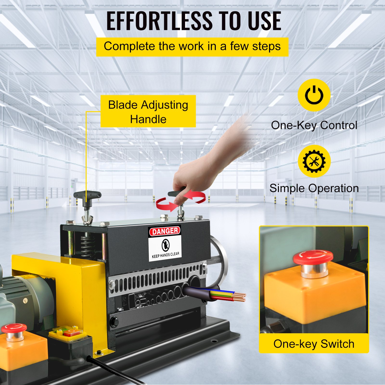VEVOR 400W Electric Wire Stripping Machine, 1.5-38mm Portable Automatic Wire Stripper, Cable Benchtop Wire Stripping Machine with 10 Blades for Scrap Copper Recycling