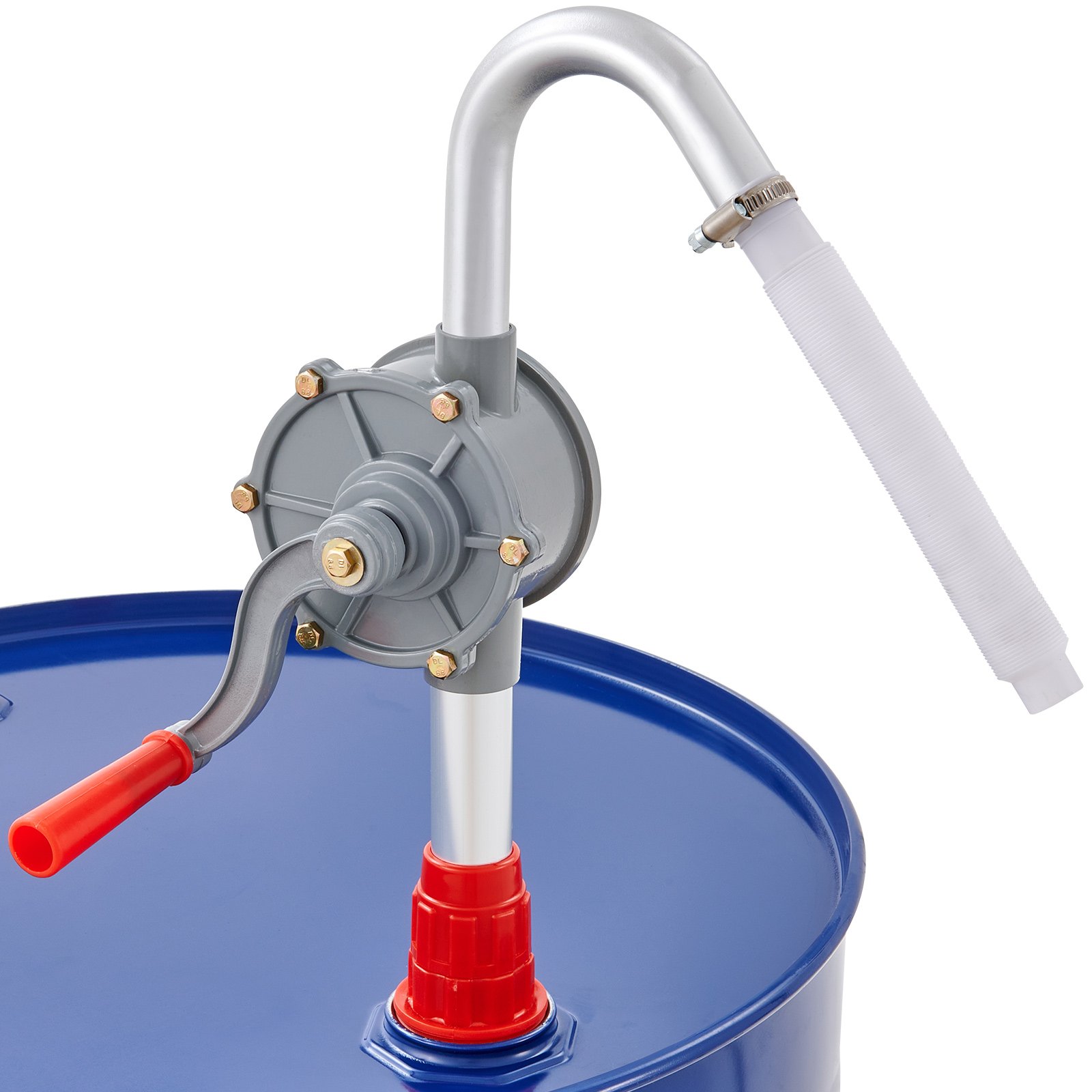 VEVOR Drum Pump, 6 GPM Flow, Rotary Barrel Pump Hand Crank, Fits 5 to 55 Gallon Drums with 3-Section Suction Tube Assembly and Hose, Designed to Transfer Fuel, Oil, Diesel, Kerosene, Aluminum Alloy