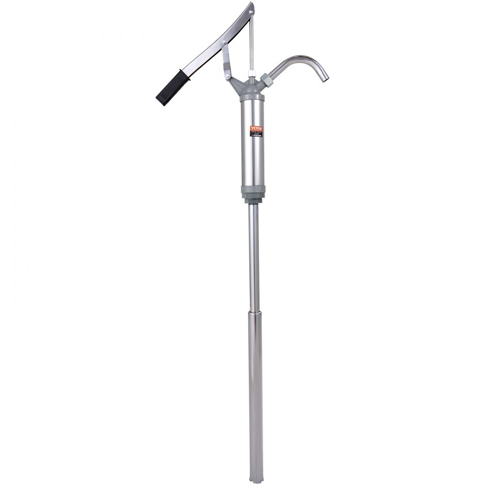 VEVOR Drum Pump, 10 oz. Per Stroke, Lever-Action Barrel Pump, Fits 5 to 55 Gallon Drums with 2-Piece Telescopic Suction Tube & Hose, Hand Operated, Designed to Transfer Fuel, Oil, Diesel, Carbon Steel