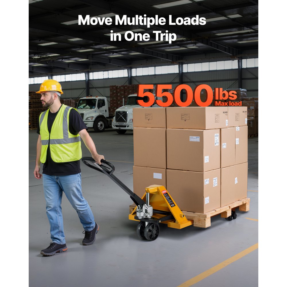 VEVOR Pallet Jack, 2.5T Load Capacity, Manual Pallet Truck with 122L x 68.6W cm Forks for Material Handling, 85-180 mm Fork Lift Height Range, Suitable for Warehouse, Supermarket, Manufacturing