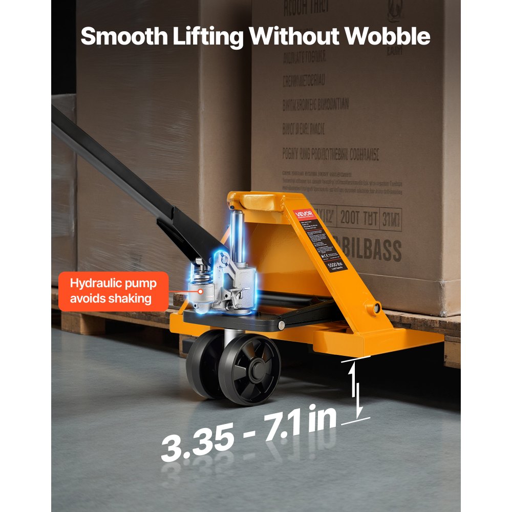 VEVOR Pallet Jack, 2.5T Load Capacity, Manual Pallet Truck with 122L x 68.6W cm Forks for Material Handling, 85-180 mm Fork Lift Height Range, Suitable for Warehouse, Supermarket, Manufacturing