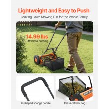 16" Manual Push Reel Lawn Mower 5-Blade Adjustable Height Grass Catcher 2 Wheels