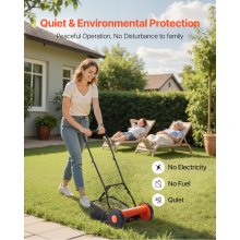 16" Manual Push Reel Lawn Mower 5-Blade Adjustable Height Grass Catcher 2 Wheels