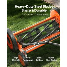 18" Manual Push Reel Lawn Mower 5-Blade Adjustable Height Grass Catcher 4 Wheels