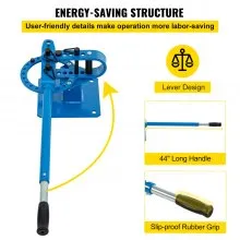 VEVOR YP-9 Manual Bench Top Compact Bender Pipe Bending Machine 7 Dies 1-3inch Metal Fabrication Tube Rod Pipe Bender 44ft Mount Powdercoat Telescoping Handle Maximum 5/8 Thick 1-15/16inch Width