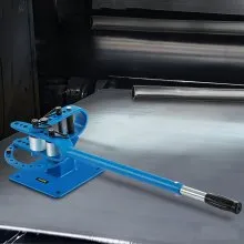 VEVOR YP-9 Manual Bench Top Compact Bender Pipe Bending Machine 7 Dies 1-3inch Metal Fabrication Tube Rod Pipe Bender 44ft Mount Powdercoat Telescoping Handle Maximum 5/8 Thick 1-15/16inch Width