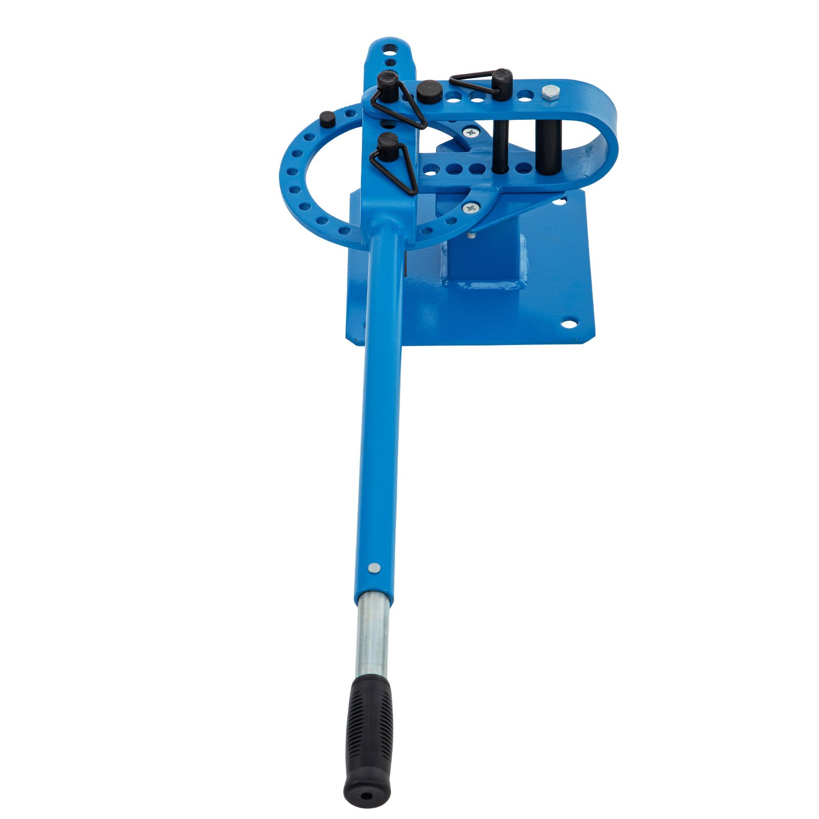 blue VEVOR metal bender with long handle and multiple adjustment holes.