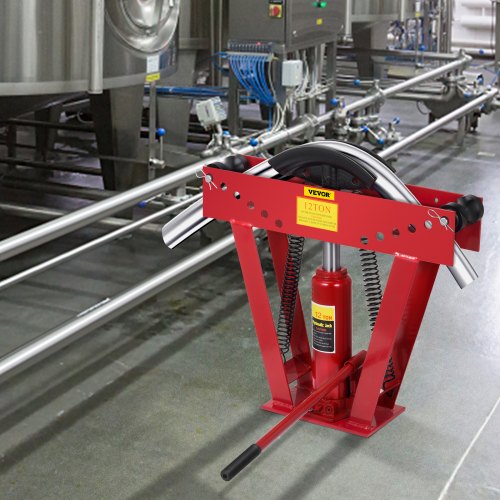 VEVOR 12 Ton Exhaust Tubing Bender 1/2 Inch Square Hydraulic Hand Pump Tubing Bender Stroke 130mm Pipe Bending Tool within 90-180 Degree Steel Pipe Bender with 6 Dies