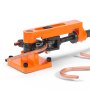 VEVOR pipe bender in action bending a copper pipe, featuring a sturdy orange and black frame.