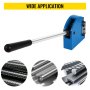 VEVOR shrinker stretcher with long handle and samples of bent metal shapes.