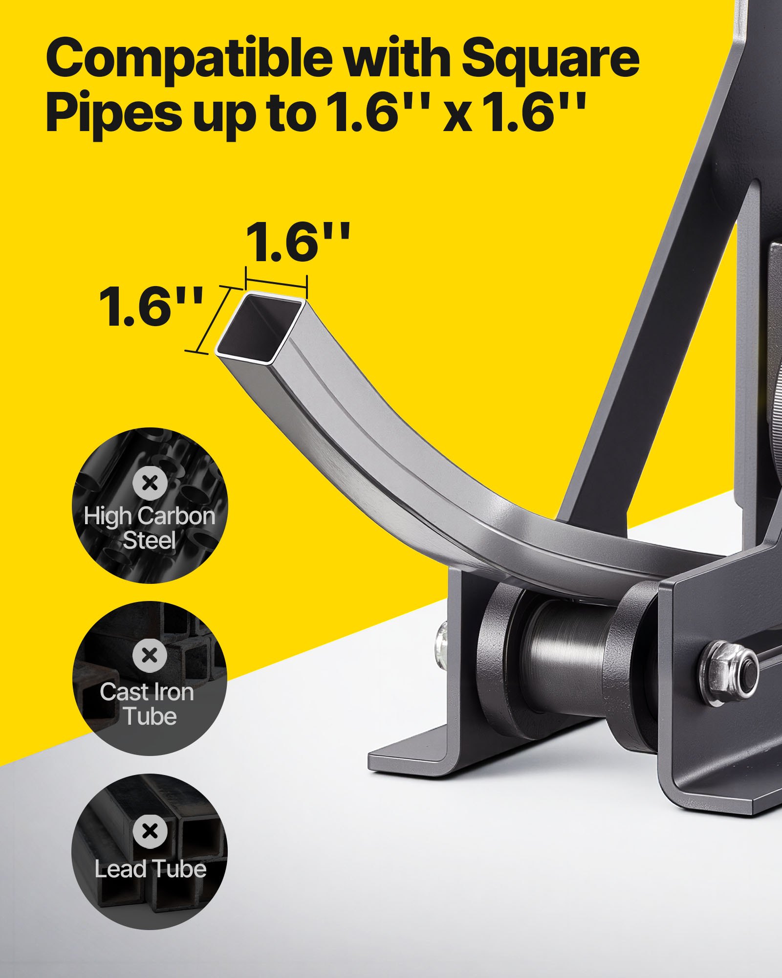 VEVOR Tubing Rolling Bender 3.8 cm Tubing Rolling Bender Manual Square & Rectangular Tube Bender 14 Gauge Roller Tubing Roller Flat Bar Bender For Mild Steel Copper & Aluminum