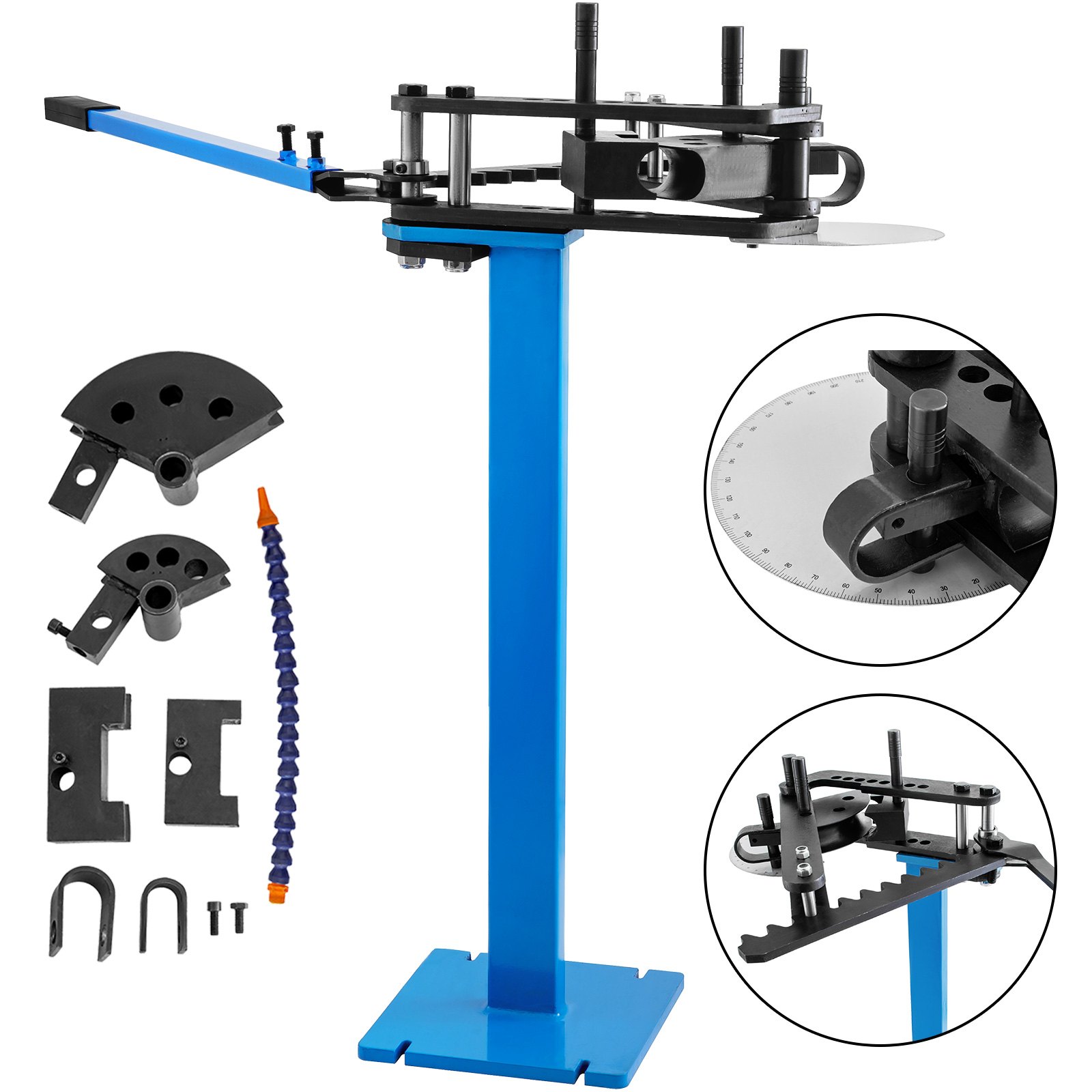 VEVOR Tube Bender Max Bending Degree 240°, 1"-1.75" Bending Capacity Heavy Duty Metal Pipe and Tube Notcher With 3 Dies, Metal Working Tools and Equipment Tube Pedestal Bender