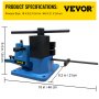 VEVOR rebar bender with specifications: 18x8.2x9.4in, sturdy blue and black design.