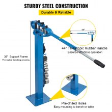 VEVOR Compact Bender Metal Manual Floor Type 7 Dies 1-3"  Fabrication Metal Pedestal Solid Handle Telescoping Mountable 117.2cm Handle Rod Tube for Shape Steel, Iron, Wrought Iron, Brass, Copper