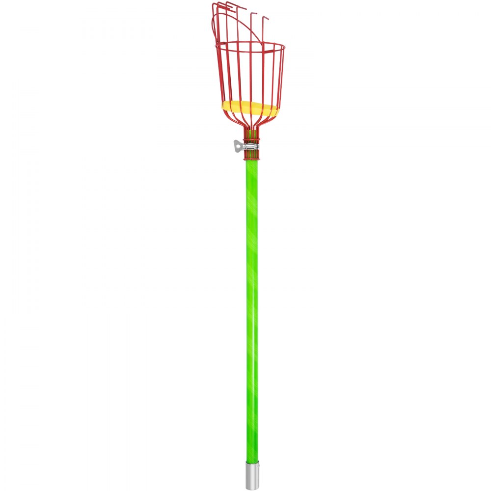 VEVOR 26 FT Pole Saw with Head Bracket, Height Adjustable Telescoping Fruit Picker Tool and Tree Pruner, Lightweight Apple, Mango, Orange Harvesting Catcher, Green