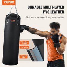 VEVOR Punching Bag for Adults, 4ft PVC Heavy Boxing Bag Set, Punching Bag with Chains and Gloves, Hanging Boxing Bag for MMA Karate Judo, Muay Thai Kickboxing Boxing, Home Gym Training, (Unfilled)