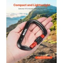 VEVOR Climbing Carabiner Clips, 3 PCS Heavy Duty Caribiner, Professional 30 KN / 6744 lbs Spindle Strength, Large D-Shaped for Hiking,Rappelling,Rescue,Dog Leash,Hammocks, Swings