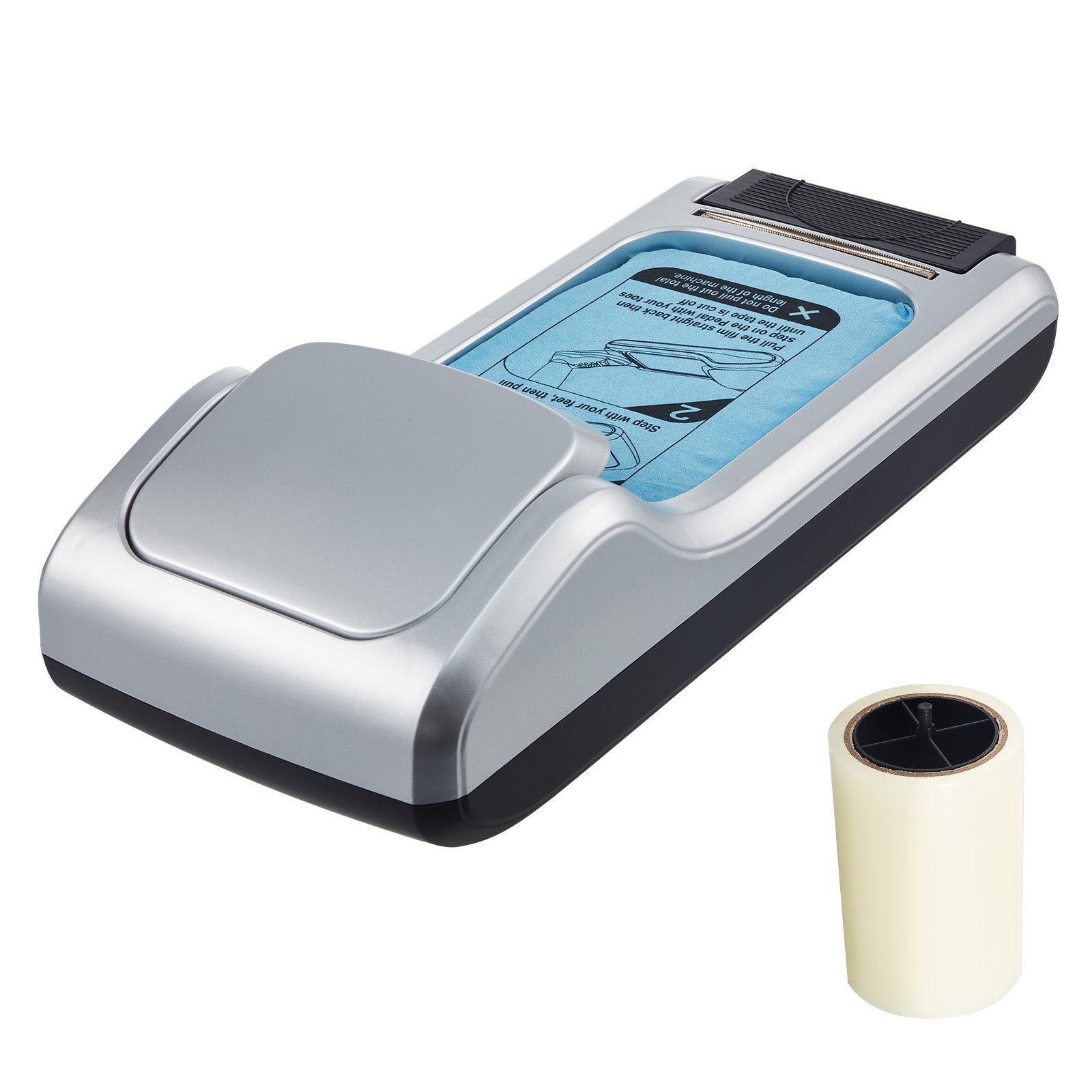VEVOR Shoe Cover Dispenser, Automatic Shoe Film Machine with 1 Roll (600 Pcs) of Non-Slip Disposable Sole Membrane, Fits Size Up to US 11, for Home, Office, Lab, Factory, Hospital, Indoor Use, Silver