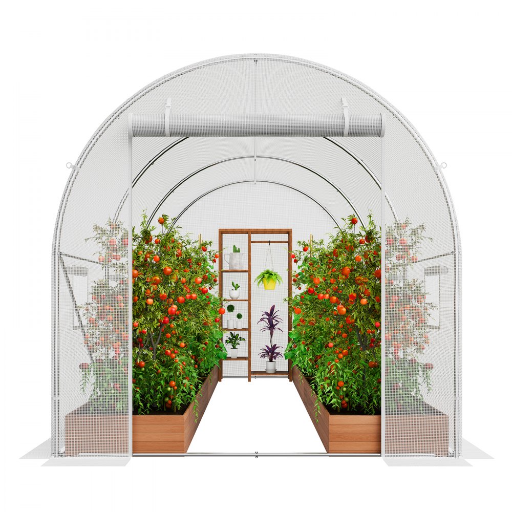 VEVOR Walk-in Tunnel Greenhouse 2.9x2x1.9 m Galvanized Frame PE Cover White