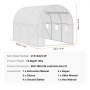 VEVOR Walk-in Tunnel Greenhouse 2.9x2x1.9 m Galvanized Frame PE Cover White