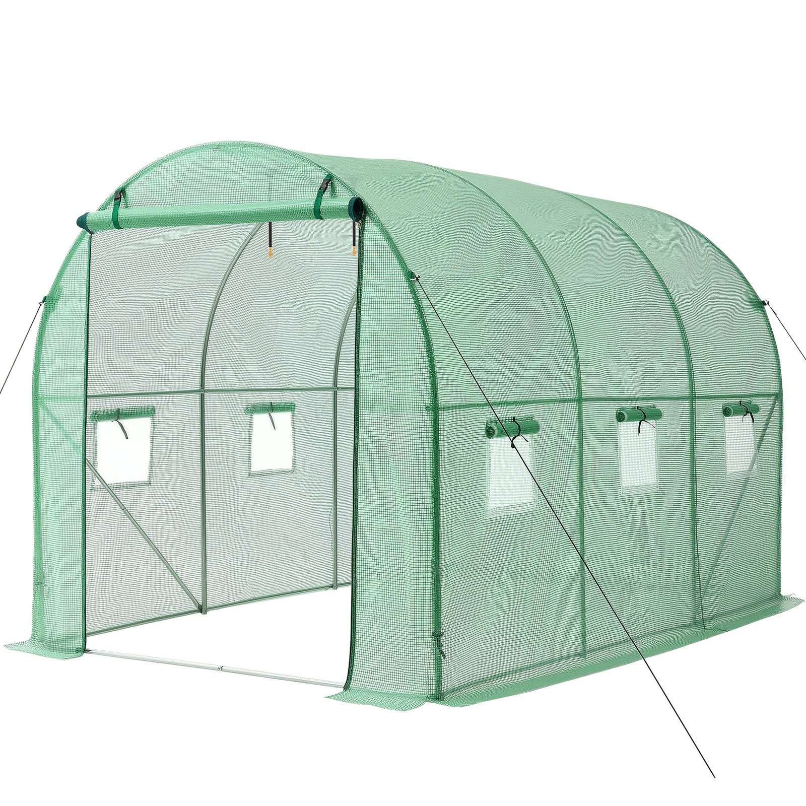 VEVOR Walk-in Tunnel Greenhouse, 2.93x1.97x1.94 m Hoop House Greenhouse Tunnel with Watering System, Plant Hot House with Steel Frame, PE Cover, Roll-Up Zipper Door and 6 Windows for Outdoors, Green