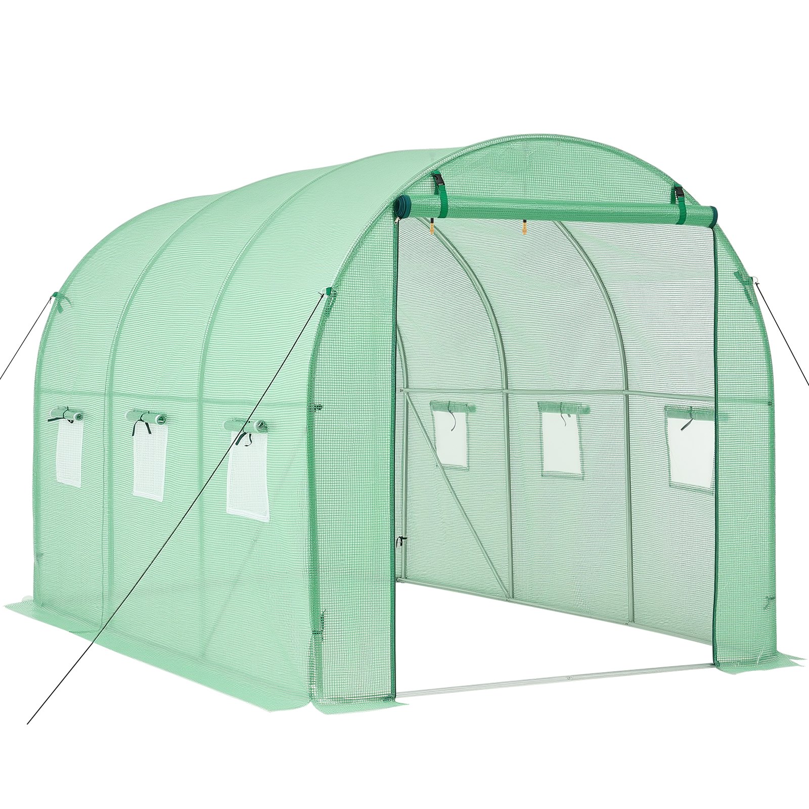 VEVOR Walk-in Tunnel Greenhouse, 2.93x1.97x1.94 m Hoop House Greenhouse Tunnel with Watering System, Plant Hot House with Steel Frame, PE Cover, Roll-Up Zipper Door and 6 Windows for Outdoors, Green