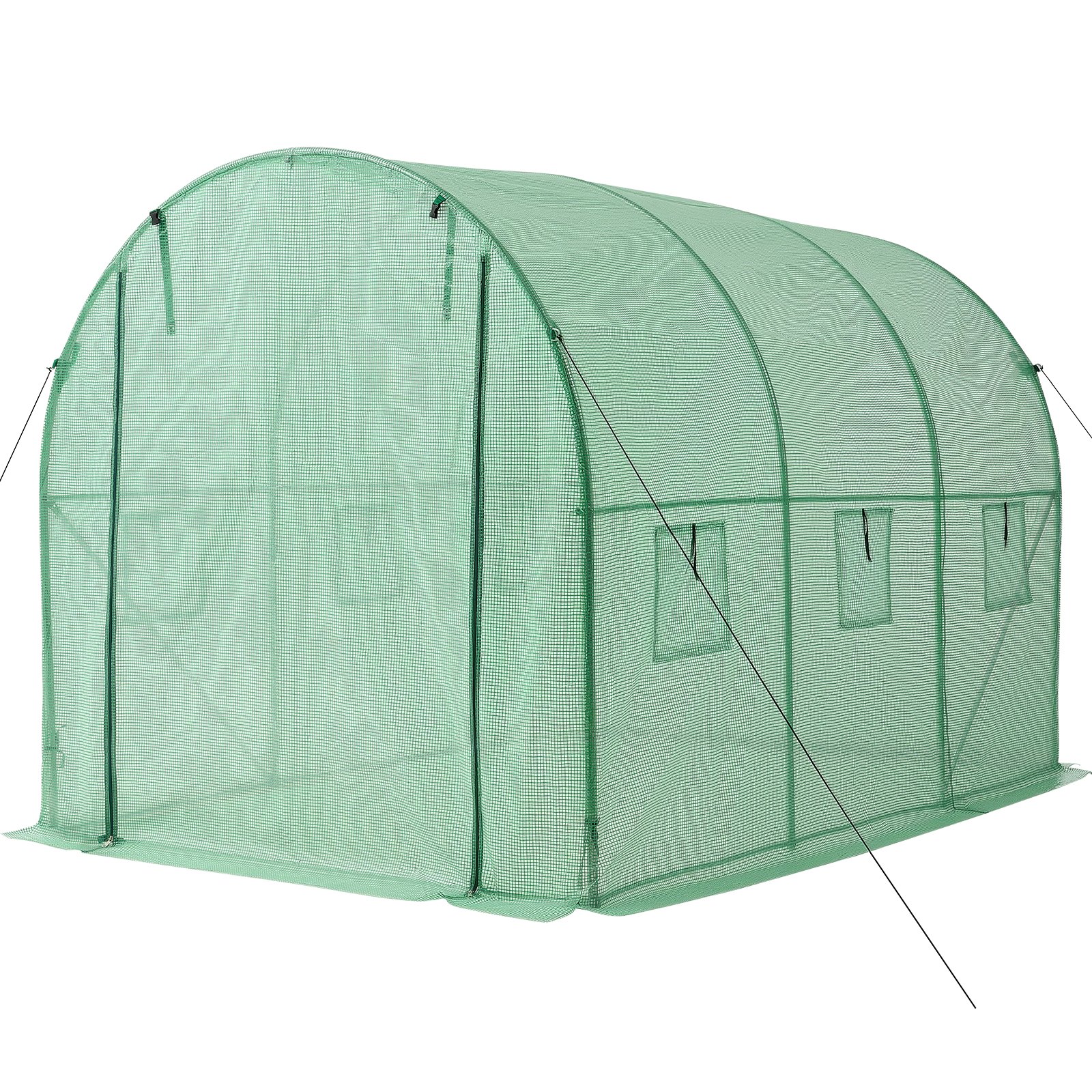 VEVOR Walk-in Tunnel Greenhouse, 2.93x1.97x1.94 m Hoop House Greenhouse Tunnel with Watering System, Plant Hot House with Steel Frame, PE Cover, Roll-Up Zipper Door and 6 Windows for Outdoors, Green