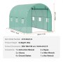 Seră cu tunel VEVOR Walk-in 9,58x6,43x6,23 ft Cadru galvanizat capac PE Verde