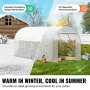 Serre tunnel VEVOR 14,6x6,36x6,3 pieds Cadre galvanisé Couverture PE Blanc