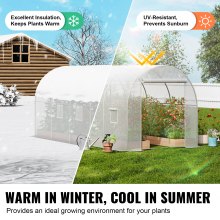 VEVOR Walk-in Tunnel Greenhouse 14.6x6.36x6.3ft Galvanized Frame PE Cover White