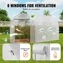 VEVOR Walk-in Tunnel Greenhouse 14.6x6.36x6.3ft Galvanized Frame PE Cover White