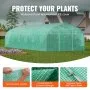VEVOR Walk-in Tunnel Greenhouse, 29.5x9.8x6.6 ft Hoop House Greenhouse Tunnel, Peaked Roof Plant Hot House with Galvanized Steel Frame, Green PE Cover, Roll-up Zipper Door and 12 Windows for Outdoor