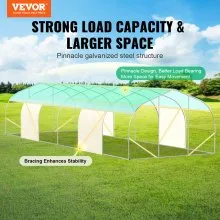 VEVOR Walk-in Tunnel Greenhouse 29.53x9.84x6.6ft Galvanized Frame PE Cover Green
