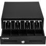 black VEVOR cash register drawer with bill clips and coin slots, key lock in front.