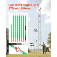 VEVOR Manual Pole Saw Extendable Pole Tree Pruner 3.87 - 27 ft with Scissors