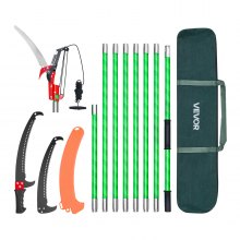 VEVOR Manual Pole Saw, 118-809.3 cm Extendable Pole Tree Pruner with Scissors, Sharp 65Mn Steel Blade, Lightweight Fiberglass Handle Pole, for High Branch Trimming, Pruning Tool for Palms and Shrubs