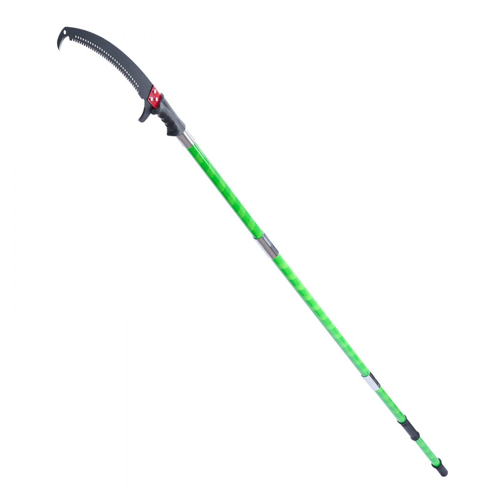 VEVOR Manual Pole Saw, 118-809.3 cm Extendable Pole Tree Pruner, Sharp 65Mn Steel Blade, Lightweight Fiberglass Handle Pole, Double-Hook Saw for High Branch Trimming, Pruning Tool for Palms, Shrubs