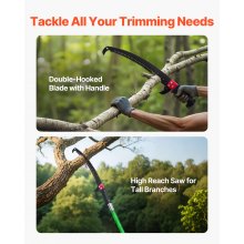 VEVOR Manual Pole Saw Extendable Pole Tree Pruner 3.87-27 ft 65Mn Steel Blade