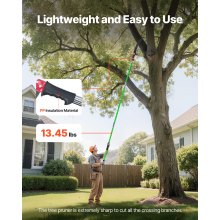 VEVOR Manual Pole Saw Extendable Pole Tree Pruner 3.87-27 ft 65Mn Steel Blade