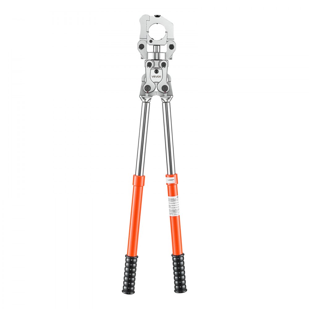 VEVOR Copper Tube Fittings Press Crimping Tool for 1/2" 3/4" 1" Pipes, 360° Rotatable Crimper Press Tool with 3 VUS Jaws, Locking Pin, Extendable Handle and Toolbox for Elbow & Tee Fittings