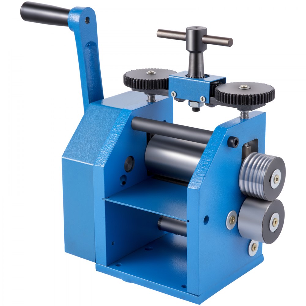 VEVOR Rolling Mill 4.4"/112mm Jewelry Rolling Mill Machine Gear Ratio 1:2.5 Wire Roller Mill 0.1-7mm Press Thickness Manual Combination Rolling Mill w/ Iron Roller for Jewelry Sheet Semicircle Pattern