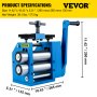 VEVOR Rolling Mill, 4.4"/112mm Jewelry Rolling Mill Machine, Gear Ratio 1:2.5 Wire Roller Mill, 0.1-7mm Press Thickness Manual Flat Rolling Mill w/ Iron Roller for DIY Jewelers Craft Sheet Pattern