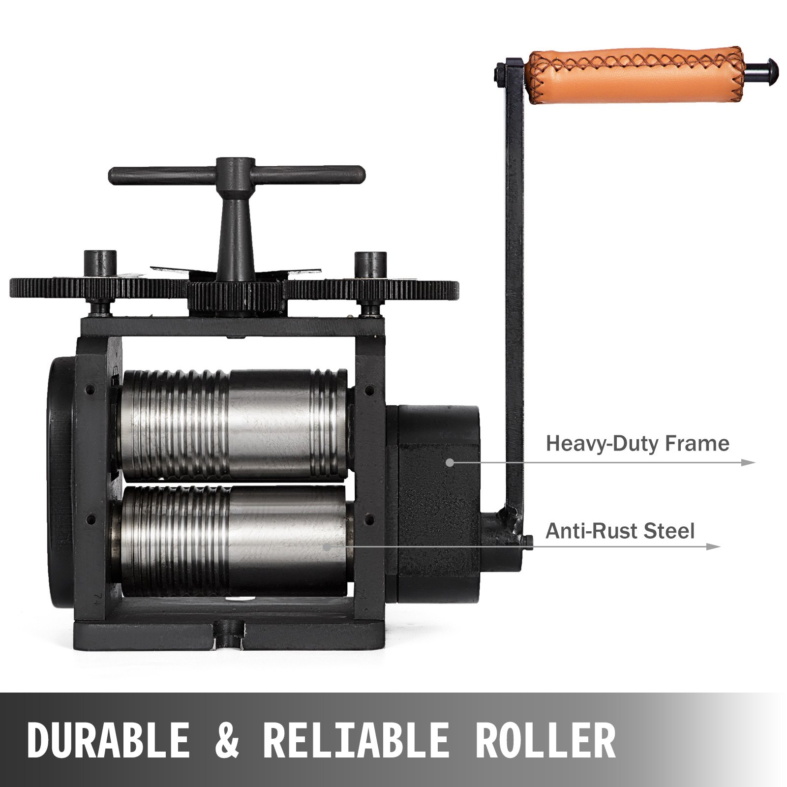 VEVOR Combination Rolling Mill Machine Rolling Mill Jewellery 130mm Roller Width Flat Rolling Manual Jewelry Press Tabletting Tool Jewelry DIY Tools(130x65mm)