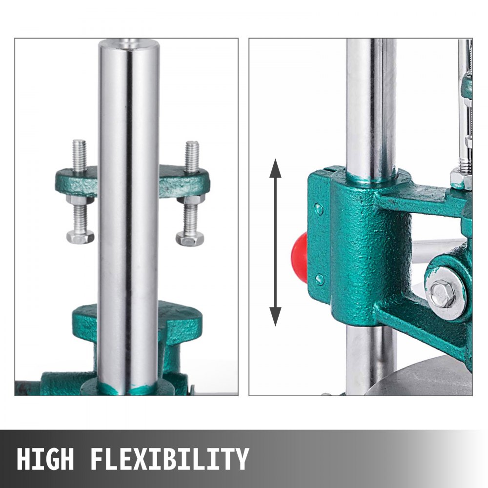 close-up details of the adjustable components of the VEVOR dough sheeter.