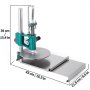 VEVOR dough sheeter, 39cm tall, 43cm base length, and 21.8cm width.